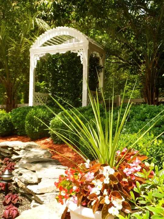Rock garden grasses beside the arbor