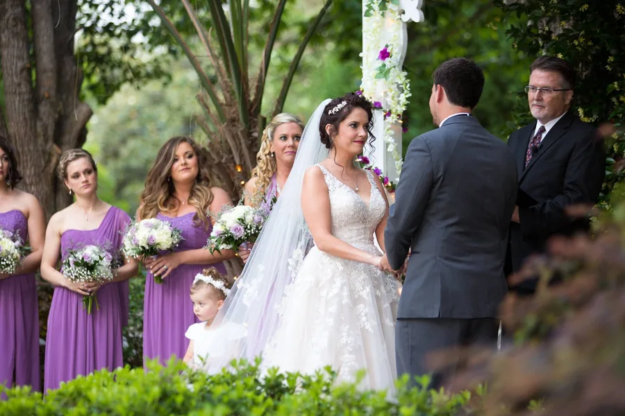 Bride with her bridesmaids in the garden