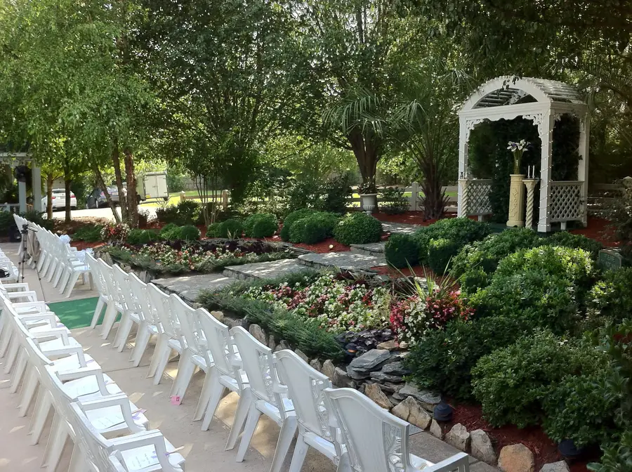 Garden ceremony seating beside the veranda