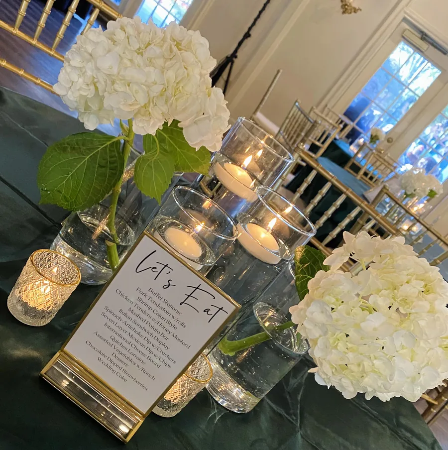 Hydrangea and votive centerpiece
