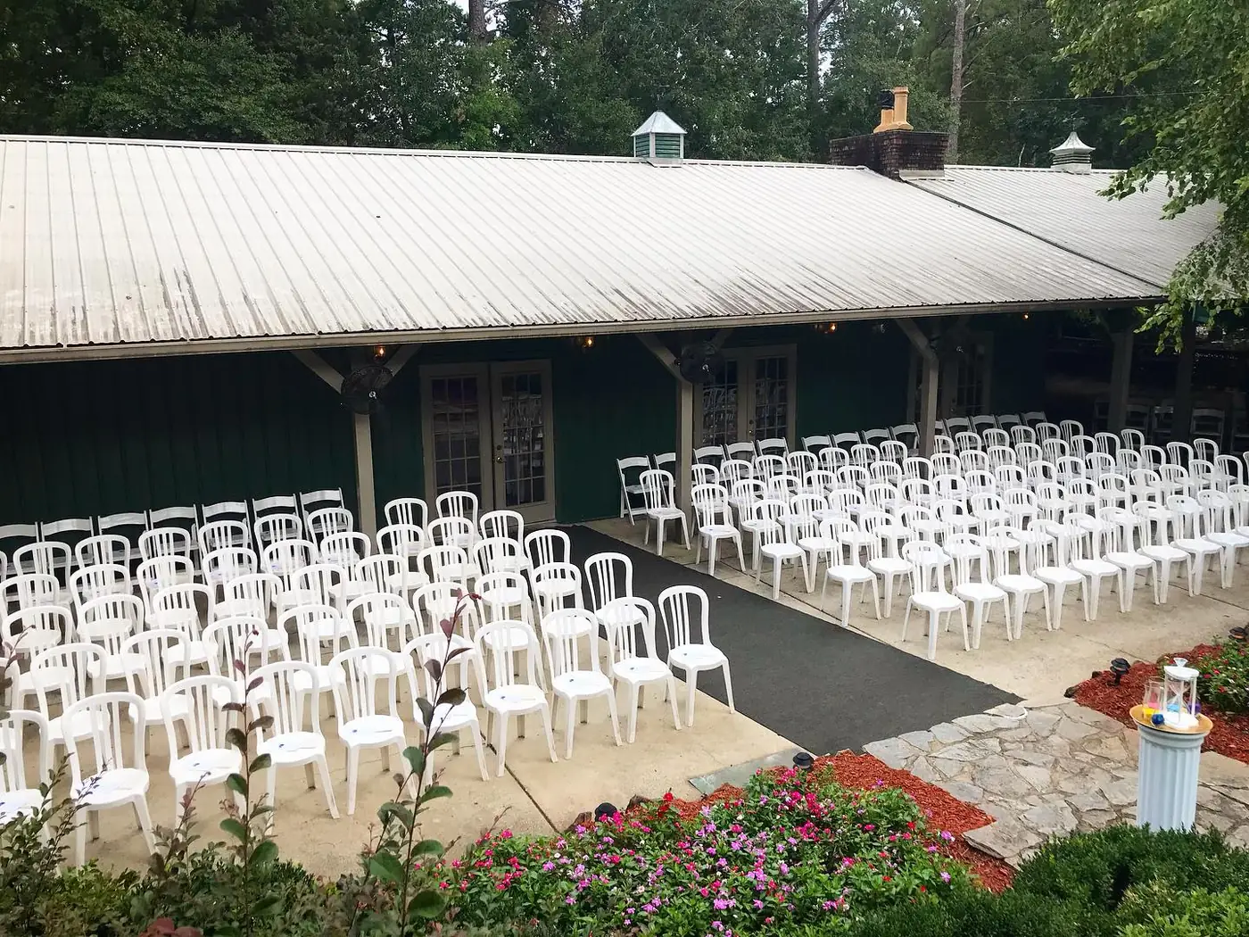 An outdoor ceremony on the grounds
