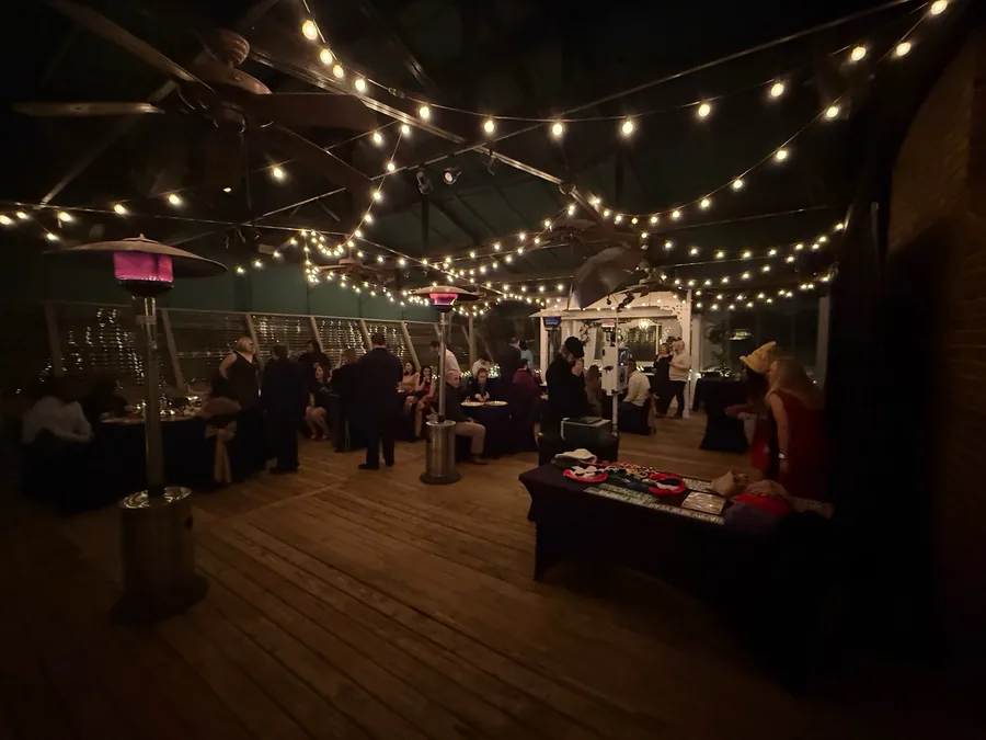 Guests at a reception on the pavilion