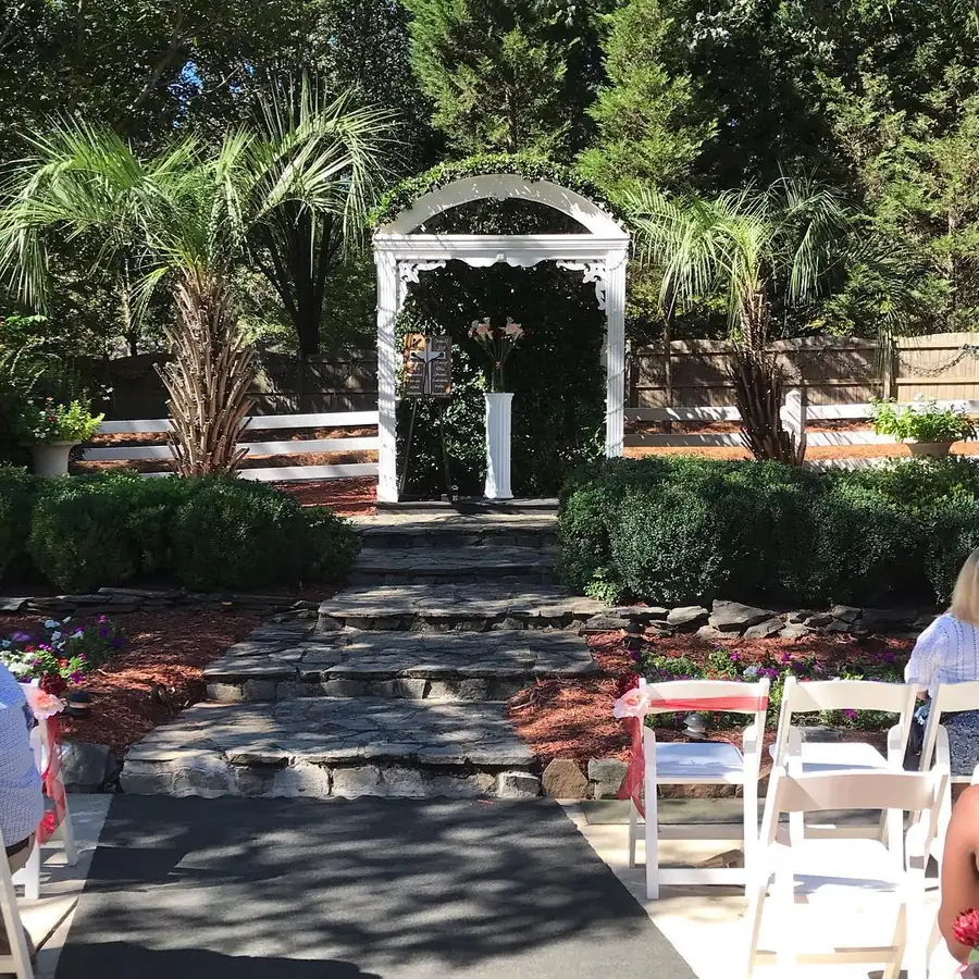 Stone aisle leading to the garden arch