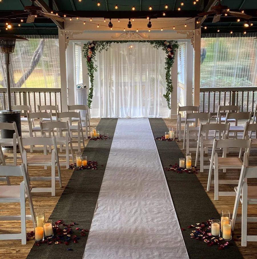 Ceremony aisle under the covered veranda